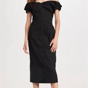 A.L.C. Black Off-Shoulder Midi Dress